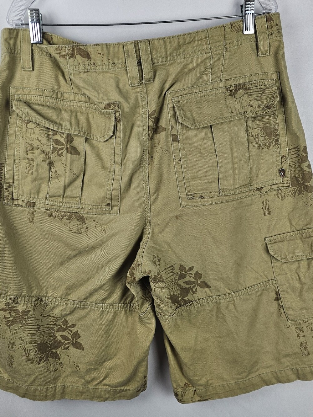 Vtg Hang Ten Floral Cargo Shorts Men's 36 100% Cotton Surf Tropical Resort
